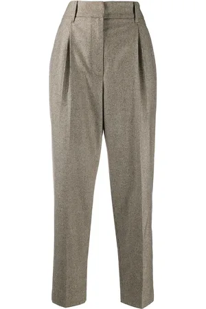 Brunello Cucinelli Houndstooth high-waist trousers
