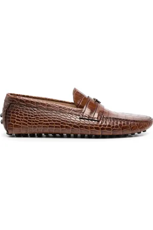 Roberto Cavalli Embossed crocodile-effect leather loafers