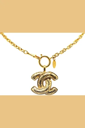 CHANEL 20th Century CC Quilted Pendant costume necklace