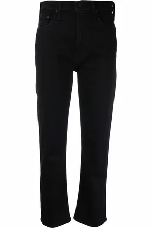 Mother Rider high-rise cropped-leg jeans