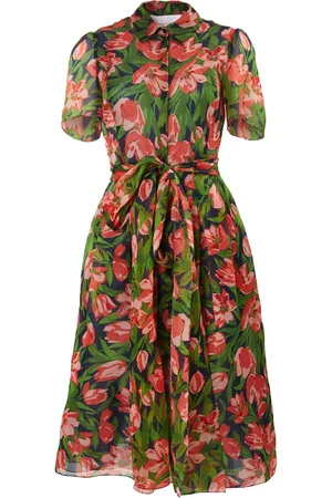 Carolina Herrera Tulip-print silk shirt dress