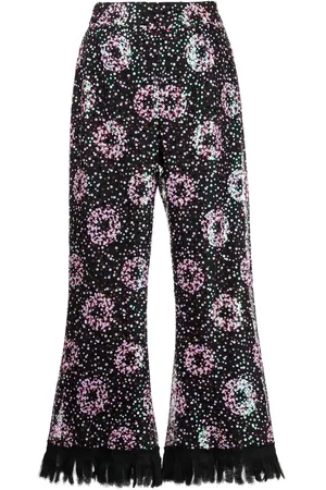 Anna Sui Cropped sequin-embellished trousers