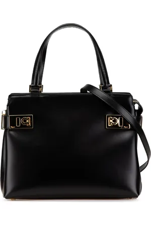 Salvatore Ferragamo 2021 Leather Double Gancini Side Buckle satchel