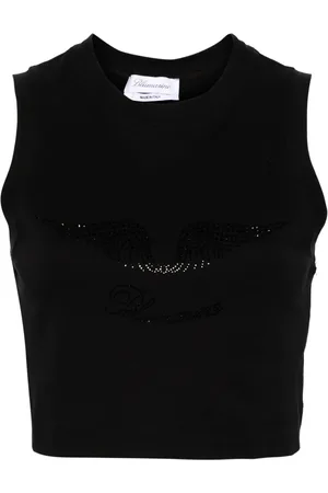 BLUMARINE Rhinestone-embellished cropped tank top