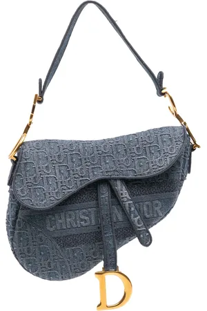 Dior 2019 Oblique Embroidered Denim Saddle Bag shoulder bag