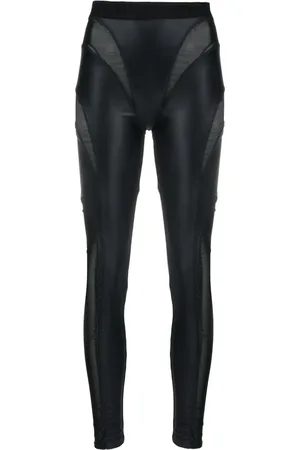 VERSACE Panelled faux-leather leggings