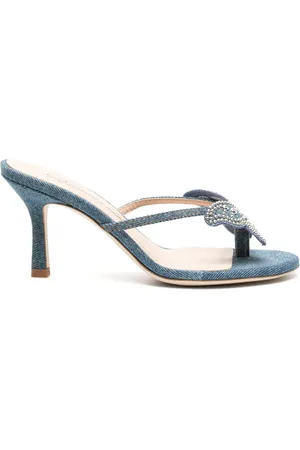 BLUMARINE 75mm butterfly-patch denim sandals