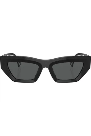 VERSACE Logo-embossed rectangle-frame sunglasses
