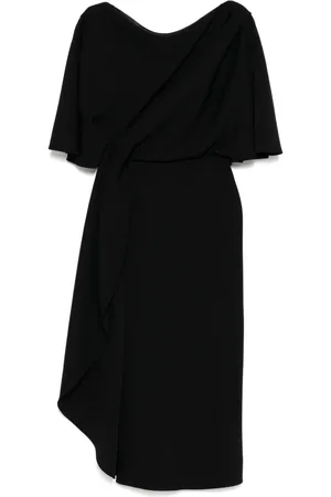 Amsale Crepe draped bodice dress
