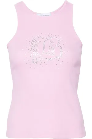 BLUMARINE Rhinestone-embellished fine-ribbed tank top