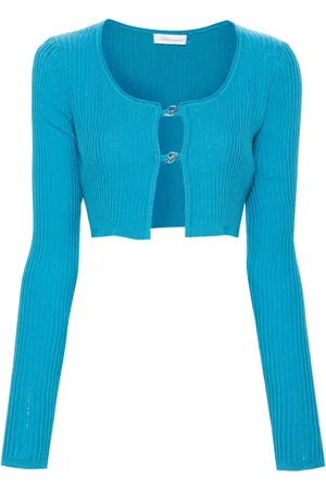 BLUMARINE Cropped ribbed-knit cardigan
