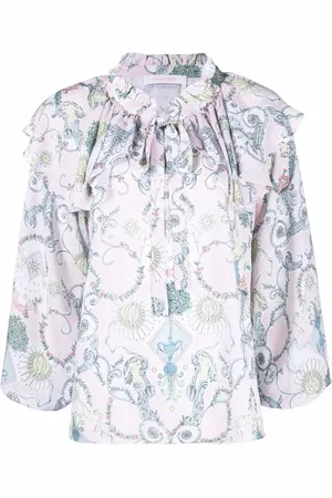 See by Chloé Baroque-print ruffled blouse
