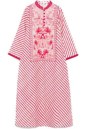 VERANDAH Diagonal-stripe midi dress