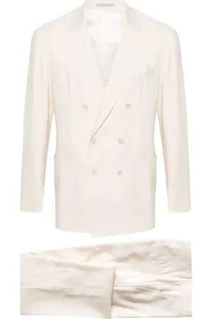 Brunello Cucinelli Double-breasted linen blend suit