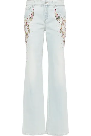 BLUMARINE Crystal-embellished straight-leg jeans