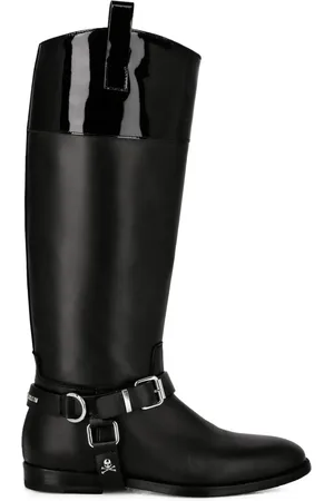 Philipp Plein Buckled leather knee-high boots
