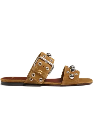 VALENTINO GARAVANI NELLC??TE CRUST LEATHER SLIDE SANDAL