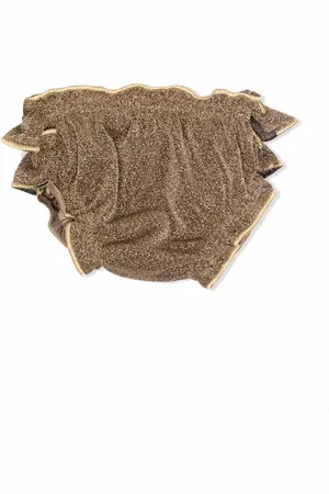 Oseree Metallic-effect ruched bikini bottoms