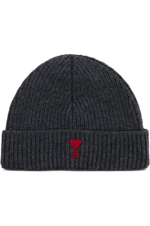 Ami Logo-embroidered ribbed-knit beanie