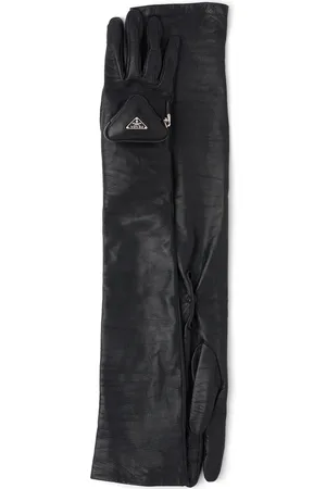Prada Pouch-detail long leather gloves