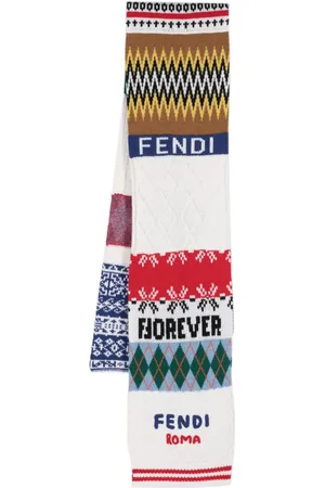 Fendi Logo-embroidered wool-cashmere scarf