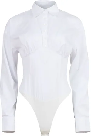 FLEUR DU MAL Poplin button-down bodysuit
