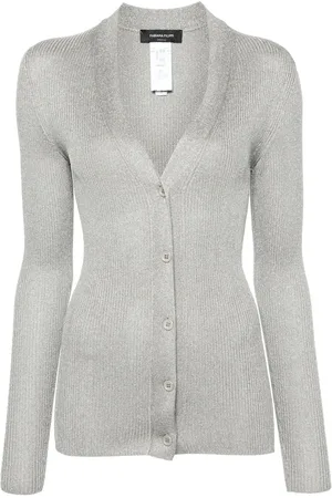 Fabiana Filippi Metallic-threading ribbed-knit cardigan