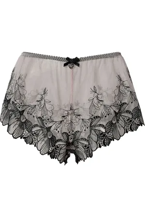 Twin-Set Floral-embroidered tulle briefs