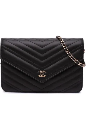 CHANEL 2018-2019 Goatskin Chevron Statement Wallet On Chain crossbody bag