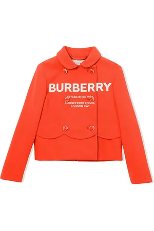 Burberry Logo Print Crepe Jersey Double-breasted Jacket