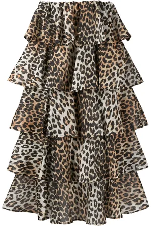 Ganni Leopard-print high-waist skirt