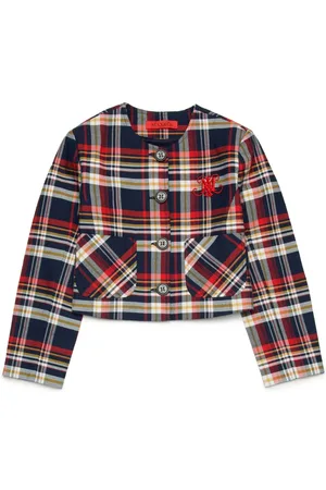 MAX&Co. Kids Collarless plaid-check jacket