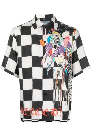 AMIRI Graphic-print checkerboard silk shirt
