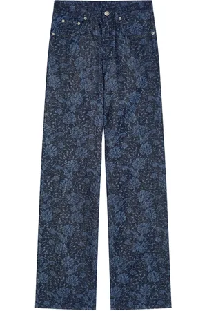 DRIES VAN NOTEN Printed wide-leg jeans