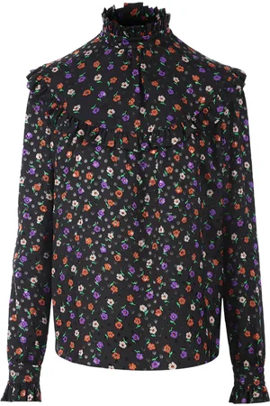 Saint Laurent Long-sleeve floral-print blouse
