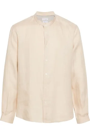 Brunello Cucinelli Band-collar hemp shirt
