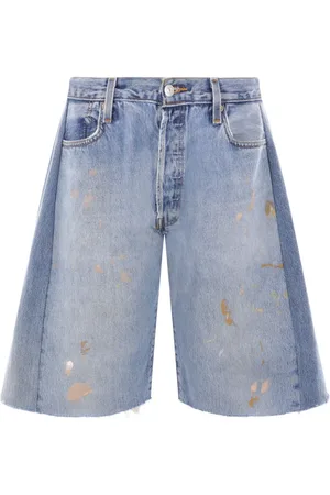 B SIDES Paint-splatter frayed shorts