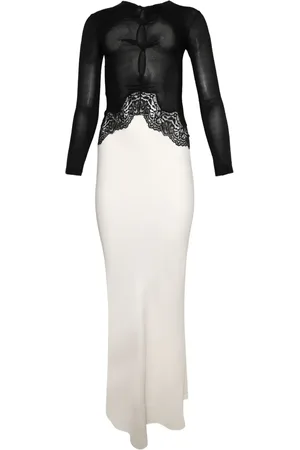 CHRISTOPHER ESBER Lace-trimmed long-sleeve dress