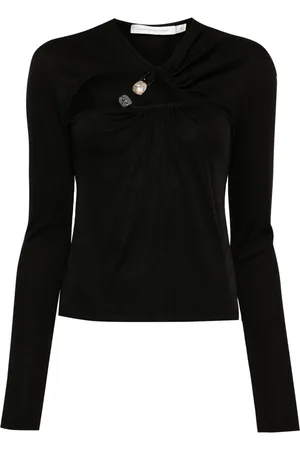 CHRISTOPHER ESBER Tri crystal-stone long-sleeve top
