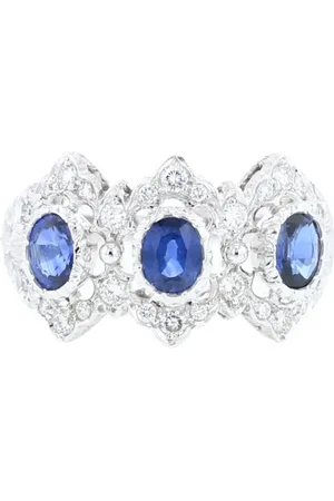 Buccellati 1980s white gold Romanza diamond and sapphire ring