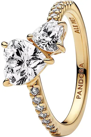PANDORA Rings - Double Heart Sparkling - - Rings for ladies