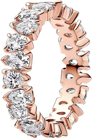 PANDORA Rings - 14k Rose -plated ring withcubic zirconia - - Rings for ladies
