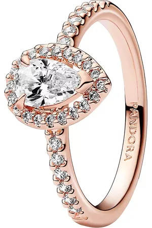 PANDORA Rings - 14k Rose -plated ring withcubic zirconia - - Rings for ladies
