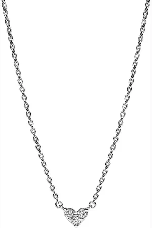 PANDORA Necklaces - Heart sterling necklace withcubic zirconia - - Necklaces for ladies