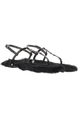 Saint Laurent Sandals - Flat Leather Sole Cassandra Sandals - - Sandals for ladies
