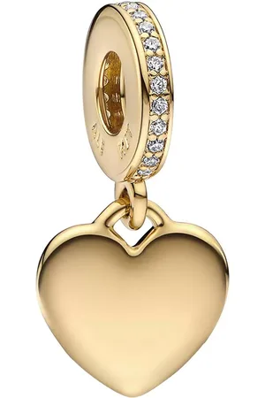 PANDORA Pendants & Charms - Engravable 14k -plated dangle with clear cubic - - Pendants & Charms for ladies