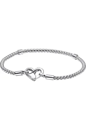 PANDORA Bracelets - Studded chain sterling bracelet with heart - - Bracelets for ladies