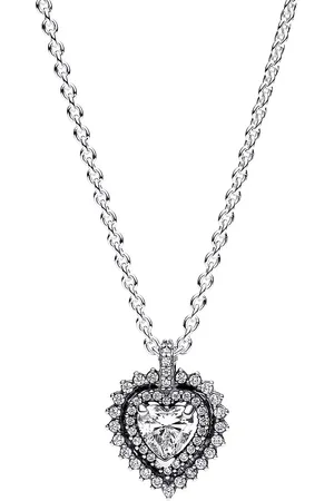 PANDORA Necklaces - Heart sterling collier with clear cubic zir - - Necklaces for ladies