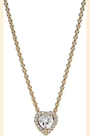 PANDORA Necklaces - Heart 14k gold-plated collier with clear cubic zir - - Necklaces for ladies