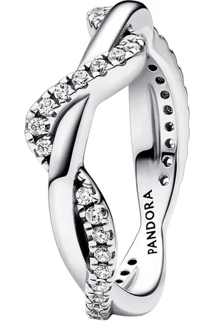 PANDORA Rings - Double wave sterling ring with clear cubic - - Rings for ladies